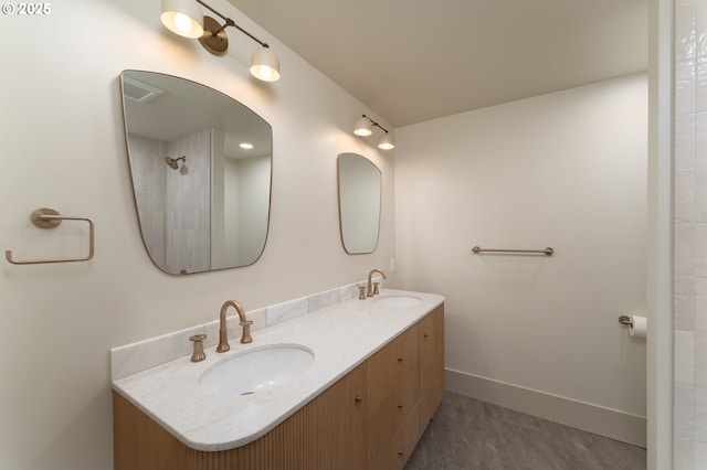 11625 NE Hoskins Hill Rd, Newberg, OR 97132 - bathroom featuring double vanity and baseboards