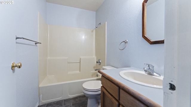 151 E Date St, Powers, OR 97466 - bathroom with toilet, vanity, bathing tub / shower combination, and a textured wall