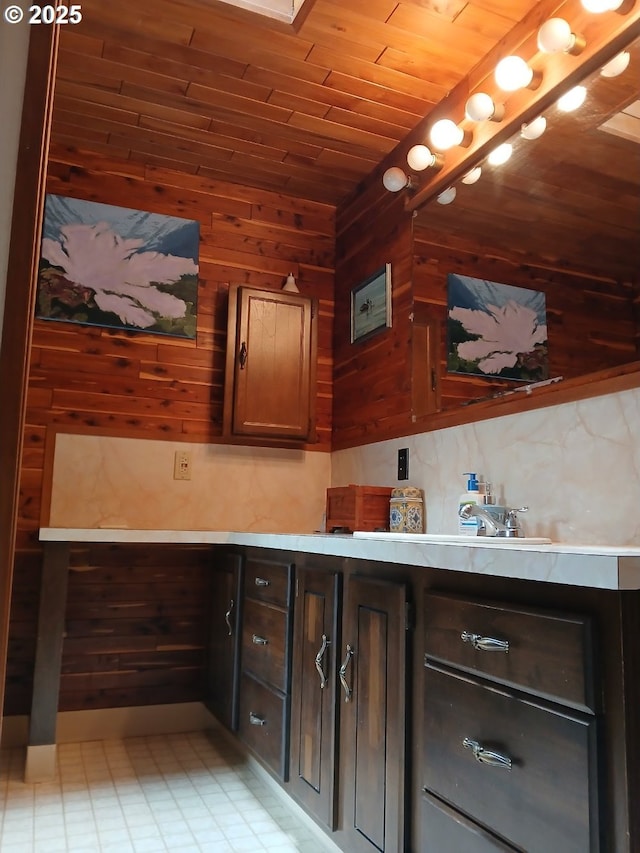 9655 8th St, Bay City, OR 97107 - bathroom with wood walls, wood ceiling, and vaulted ceiling