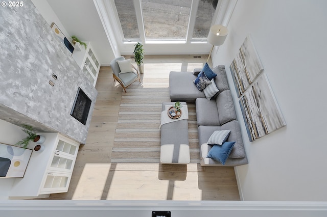 living room with hardwood / wood-style flooring