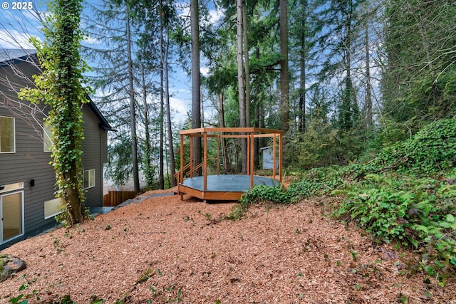 view of yard with a wooden deck