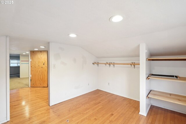 6536 SE Flavel St, Portland, OR 97206 - unfurnished room with baseboards, wood finished floors, recessed lighting, and a smoke detector