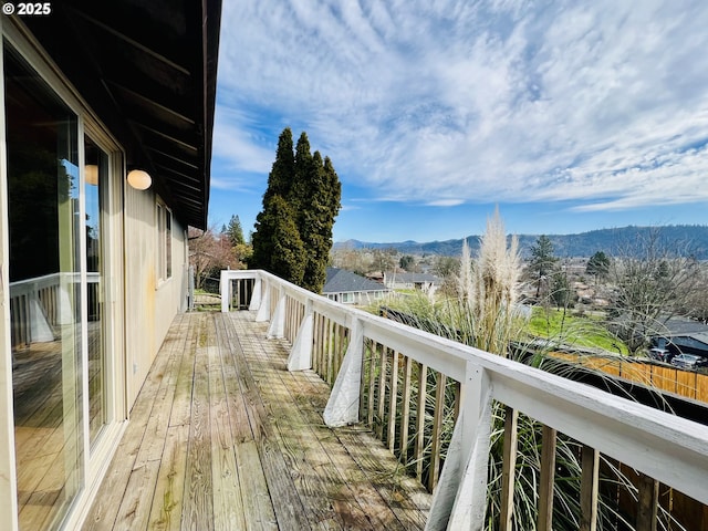 deck featuring a mountain view