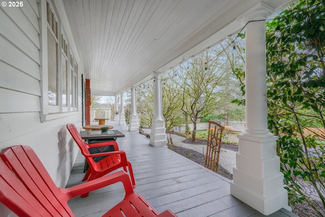 deck featuring a porch