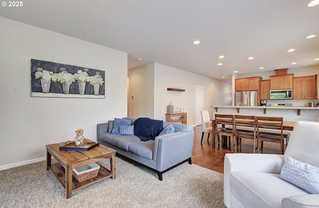 530 N Helens View Dr, Ridgefield, WA 98642 - living room with recessed lighting, light colored carpet, and baseboards