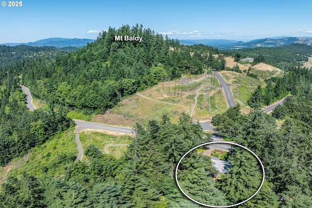 32468 Dillard Rd, Eugene, OR 97405 - aerial view of property and surrounding area featuring a heavily wooded area and a mountain backdrop