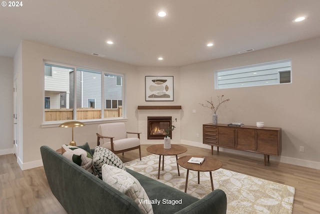 living room with light wood-type flooring