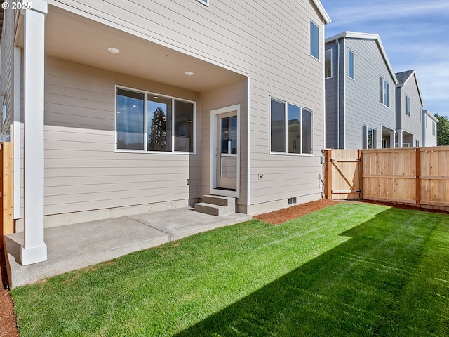 13863 SW Sabrina Ave, Tigard, OR 97140 - back of property with entry steps, a gate, a patio area, and crawl space