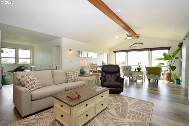 7835 Brooten Mountain Loop, Pacific City, OR 97135 - living area featuring wood finished floors and a ceiling fan