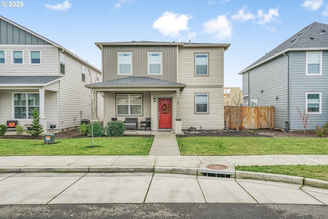 view of front of property with a front lawn