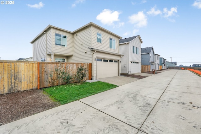 exterior space with a garage