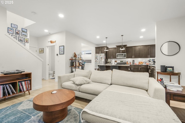 living room with light wood-type flooring