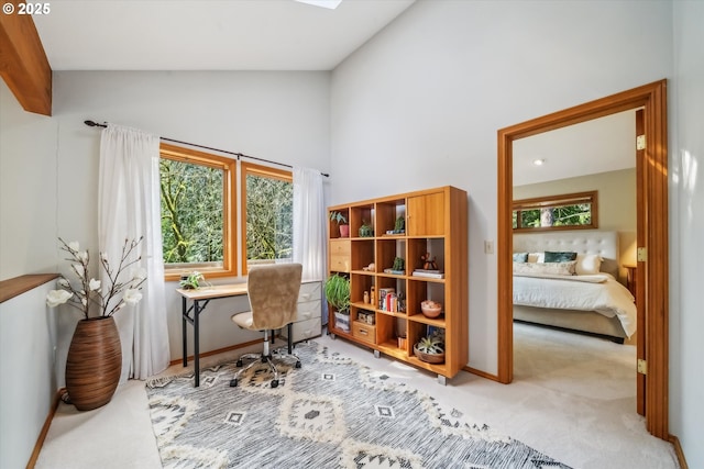 13305 Fox Run, Lake Oswego, OR 97034 - carpeted office featuring high vaulted ceiling and baseboards