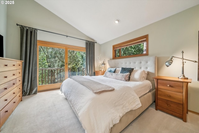 13305 Fox Run, Lake Oswego, OR 97034 - bedroom with carpet flooring, vaulted ceiling, and access to outside