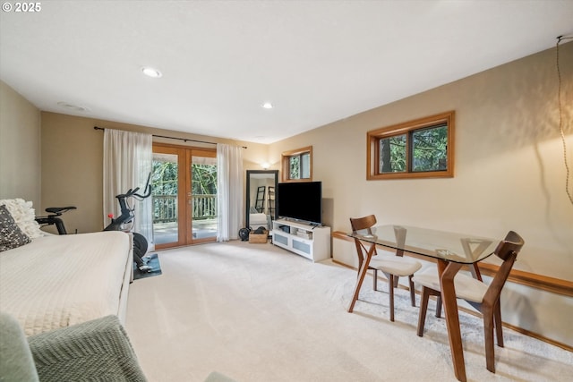 13305 Fox Run, Lake Oswego, OR 97034 - bedroom with access to exterior, light carpet, french doors, and recessed lighting