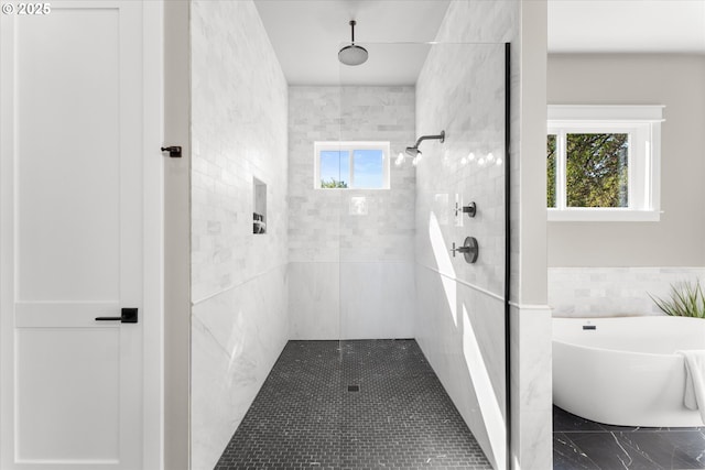 15007 Twin Fir Rd, Lake Oswego, OR 97035 - full bath with a freestanding tub and a tile shower