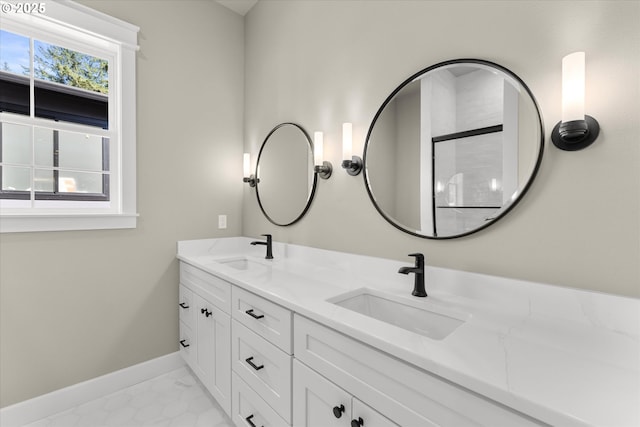 15007 Twin Fir Rd, Lake Oswego, OR 97035 - full bath with marble finish floors and double vanity