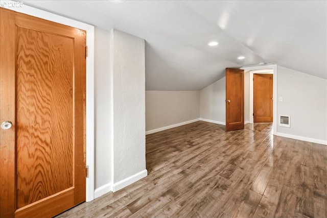 4004 SE 97th, Portland, OR 97266 - additional living space featuring baseboards, wood finished floors, lofted ceiling, and recessed lighting