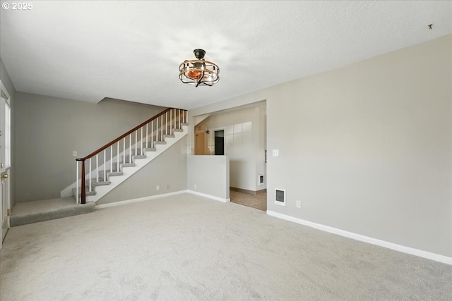 4004 SE 97th, Portland, OR 97266 - unfurnished living room featuring stairway, carpet floors, and baseboards