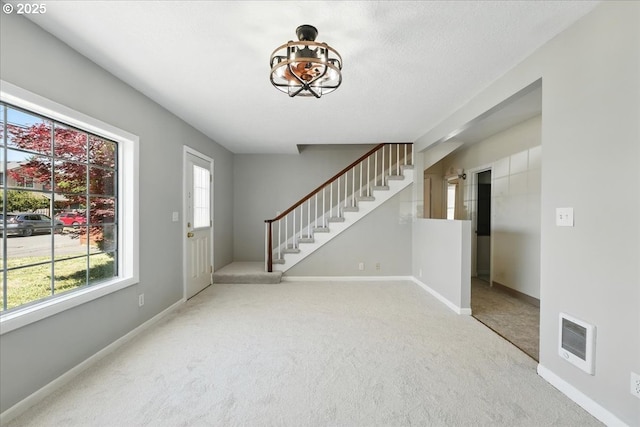 4004 SE 97th, Portland, OR 97266 - foyer entrance with carpet floors, stairway, and baseboards