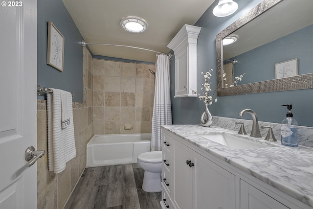 1060 SW 206th Ave, Beaverton, OR 97003 - full bathroom with vanity, toilet, wood finished floors, and shower / tub combo