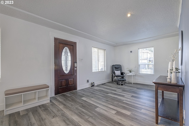 1060 SW 206th Ave, Beaverton, OR 97003 - foyer featuring plenty of natural light, baseboards, a textured ceiling, and wood finished floors