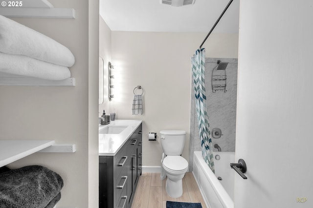 50 Cervantes Cir, Lake Oswego, OR 97035 - bathroom featuring vanity, shower / bath combo with shower curtain, and wood finished floors