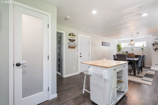 3141 SW 176th Ave, Beaverton, OR 97003 - kitchen with wooden counters, white cabinets, a textured ceiling, open shelves, and dark wood-style flooring