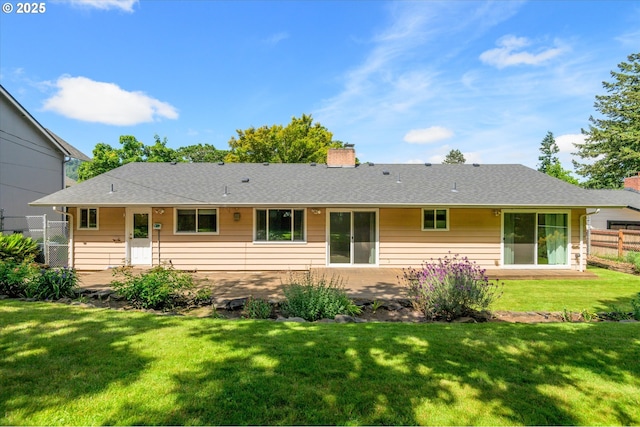 3985 Donald St, Eugene, OR 97405 - rear view of property with a chimney and a shingled roof