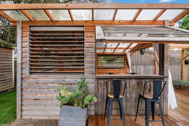 exterior space featuring outdoor dry bar