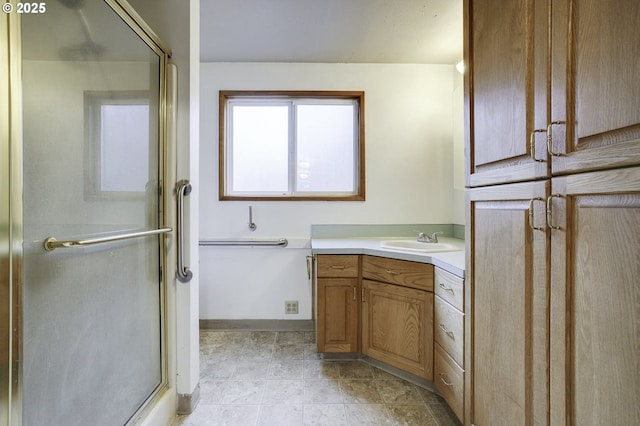 4805 NE 122nd Ave, Vancouver, WA 98682 - full bathroom with vanity, a stall shower, and baseboards
