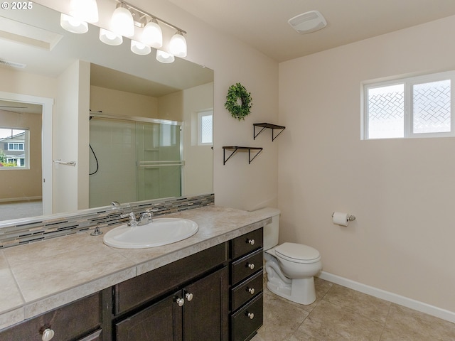 7417 N 92nd Ave, Camas, WA 98607 - full bathroom featuring vanity, a shower with shower door, and tile patterned flooring