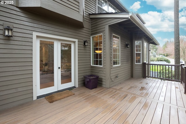 wooden deck with french doors