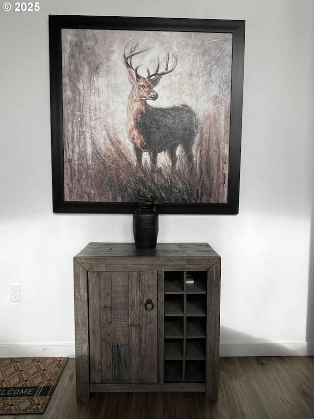 room details with baseboards and wood finished floors