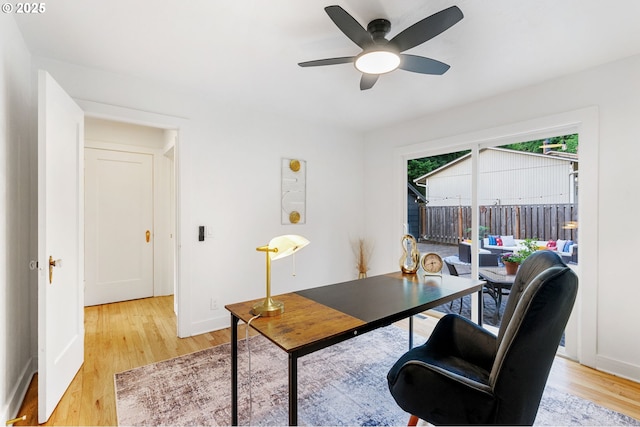7170 SW 76th Ave, Portland, OR 97223 - office area featuring ceiling fan and light wood-style floors