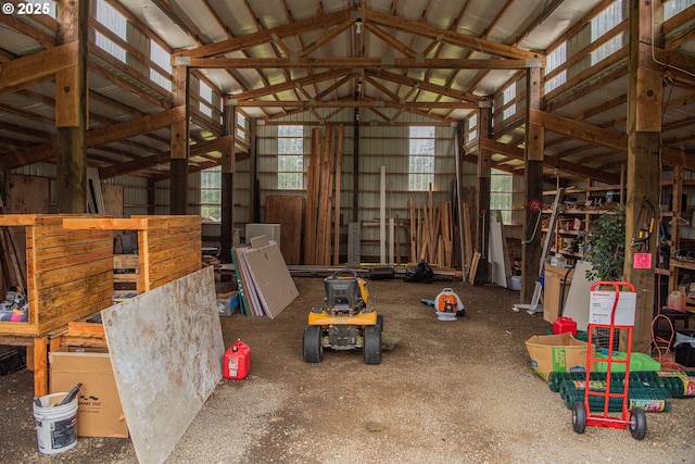 miscellaneous room featuring lofted ceiling