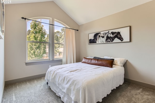 8326 SW Oak St, Portland, OR 97223 - carpeted bedroom featuring lofted ceiling and baseboards