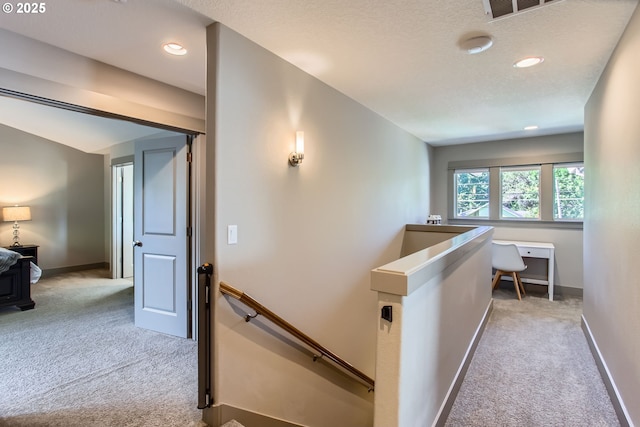 8326 SW Oak St, Portland, OR 97223 - hall with an upstairs landing, light colored carpet, and recessed lighting