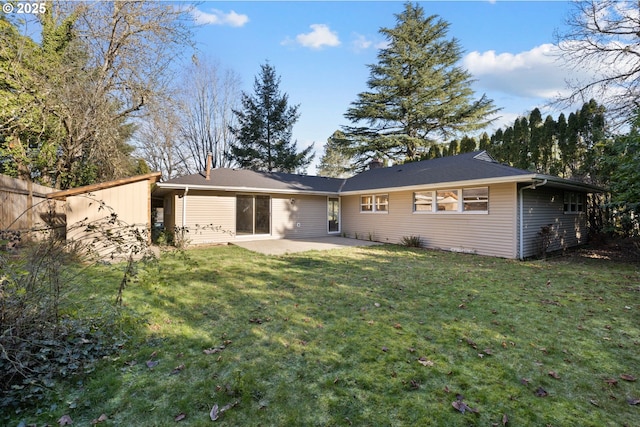 9080 SW Brier Ln, Portland, OR 97223 - rear view of property featuring a patio area, a lawn, and a chimney