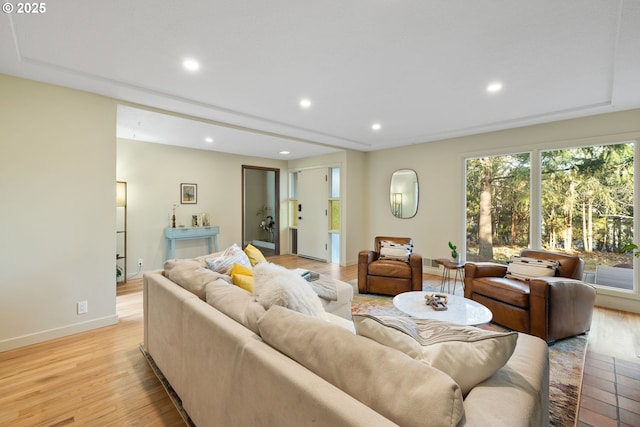 9080 SW Brier Ln, Portland, OR 97223 - living area featuring light wood-style floors, recessed lighting, and baseboards