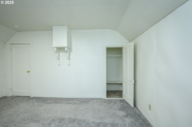 additional living space featuring carpet and lofted ceiling