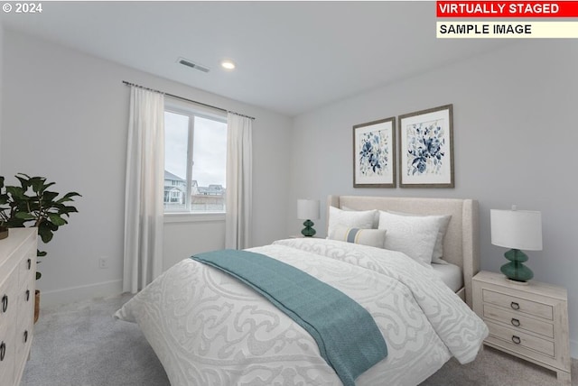 3839 S Arwana Ln, Ridgefield, WA 98642 - bedroom with baseboards, carpet flooring, recessed lighting, and visible vents