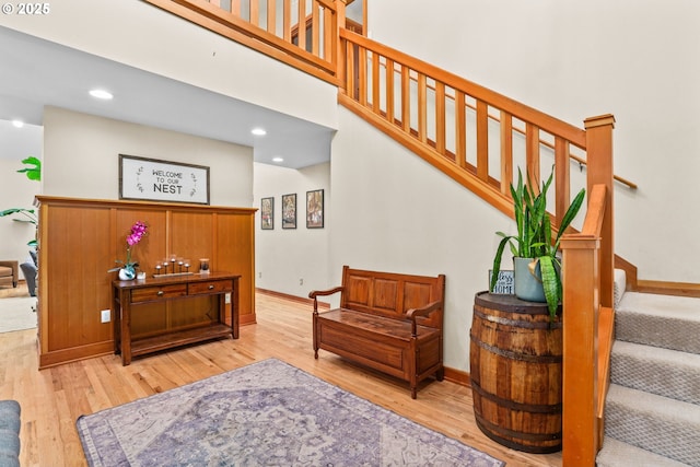 770 N Moss St, Lowell, OR 97452 - stairway featuring wood finished floors and recessed lighting