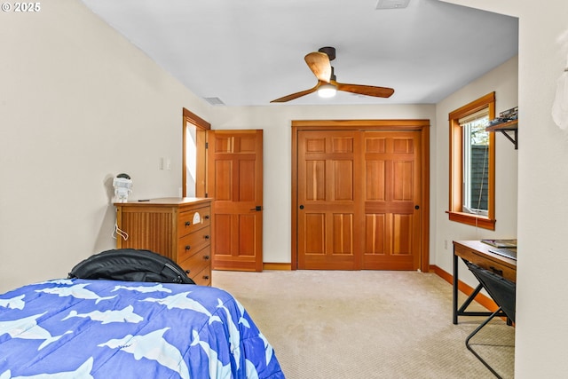 770 N Moss St, Lowell, OR 97452 - carpeted bedroom featuring a ceiling fan and a closet