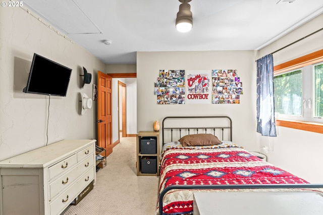 770 N Moss St, Lowell, OR 97452 - bedroom featuring light colored carpet and attic access