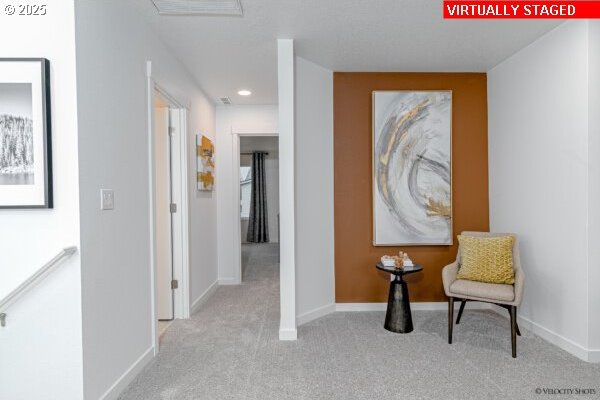 2747 Woodfern Ter Lot 57, Eugene, OR 97403 - corridor featuring carpet flooring, recessed lighting, and an upstairs landing