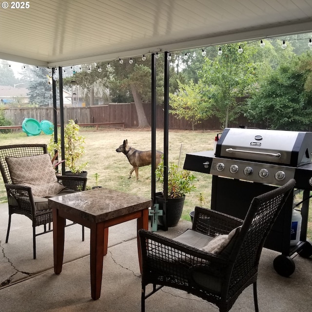 view of patio / terrace with a fenced backyard and grilling area