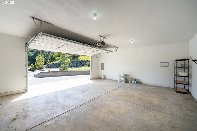 garage with a garage door opener
