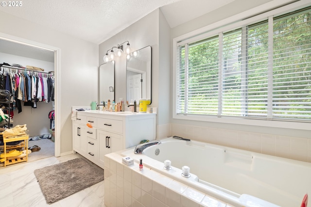 8326 SW 64th Ave, Portland, OR 97219 - full bath with a bath, double vanity, a textured ceiling, and a walk in closet
