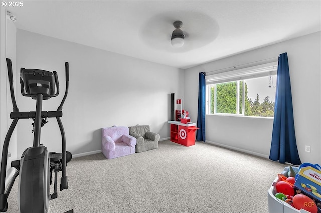 51568 SW S Fork Loop, Scappoose, OR 97056 - recreation room with carpet flooring, baseboards, and ceiling fan